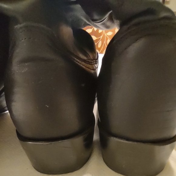 ROAD WOLF VINTAGE BLACK LEATHER METAL TIP WOMAN'S PULL ON COWBOY BOOTS SIZE 8.5 - Picture 5 of 14